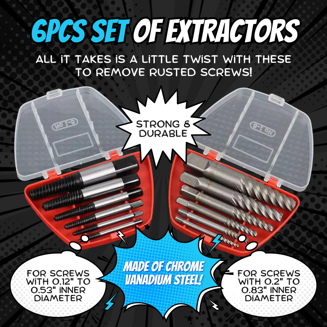 6-Pieces Damaged Screw Extractor Set