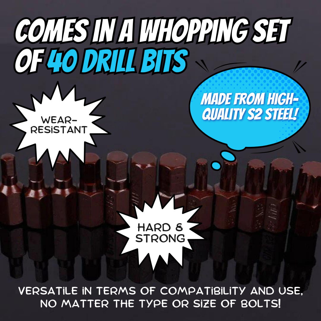 40-Pieces Hex Head Wrench Drill Bit Set